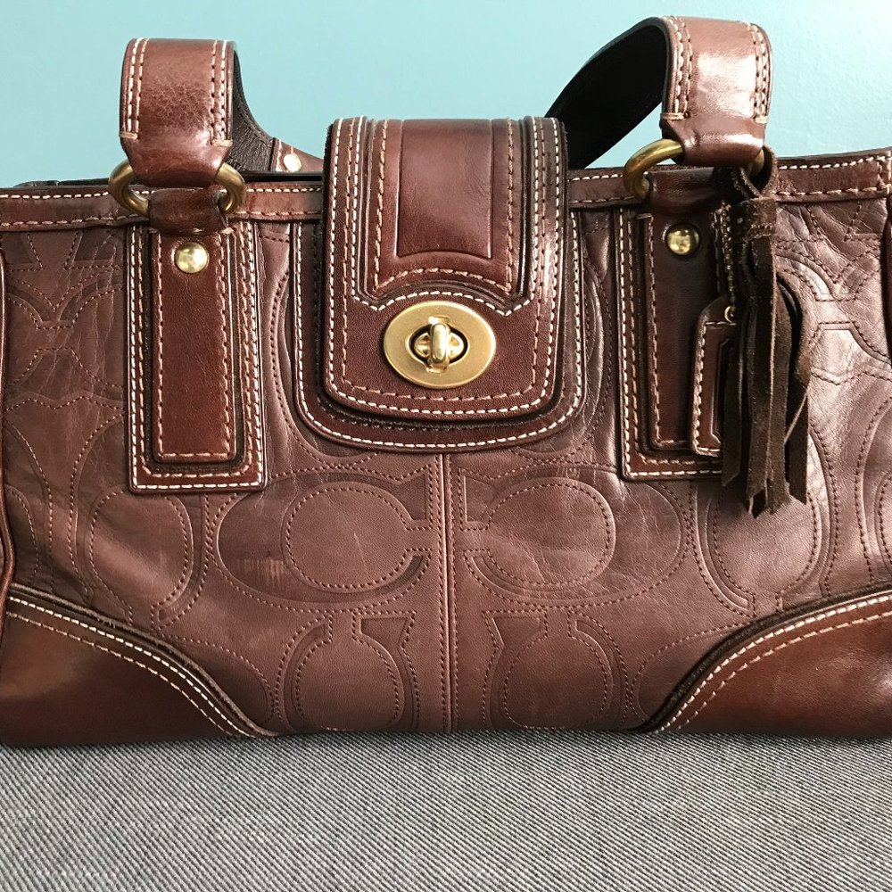 Coach  Hamptons E0793-11330 Chocolate Brown Leather Satchel